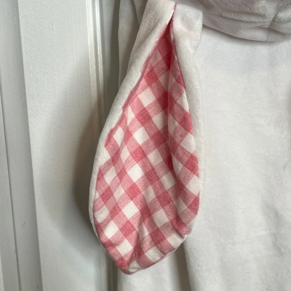Top Paw White‎ Pink Gingham Accent Easter Bunny Hooded Dog Onesie. Large. NWT.